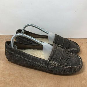 Ugg Lonna Leather Shearling Moccasin Loafer Women Size 9.5 Brown